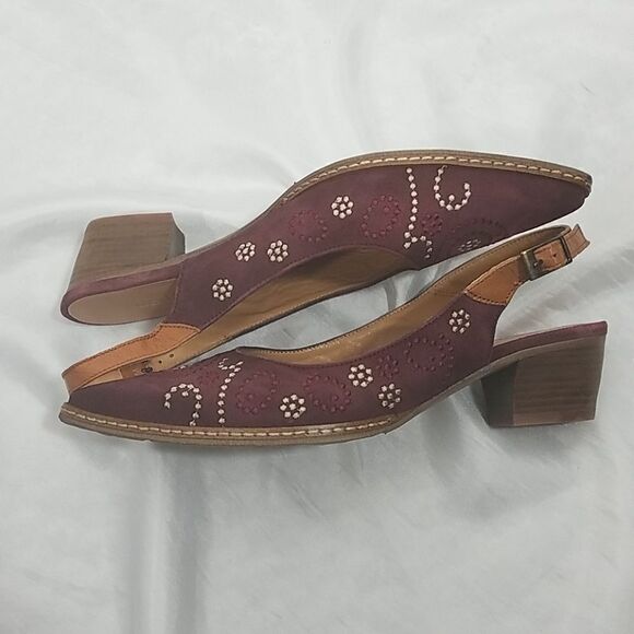 Sundance Minette Embroidered Leather Slingback 37 - Picture 6 of 9